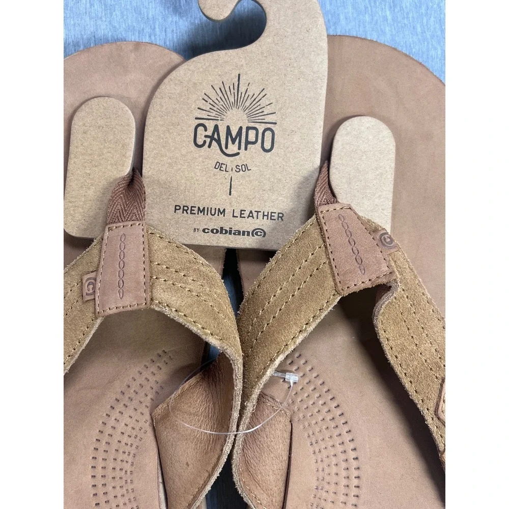 Cobian Lazo Campo Del Sol Mens Tan Premium Leather Flip Flop Sandals Size 13 NEW